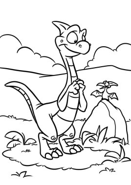 Dinozor otobur konuşan Pterodactyl çizim karikatür renklendirmesi