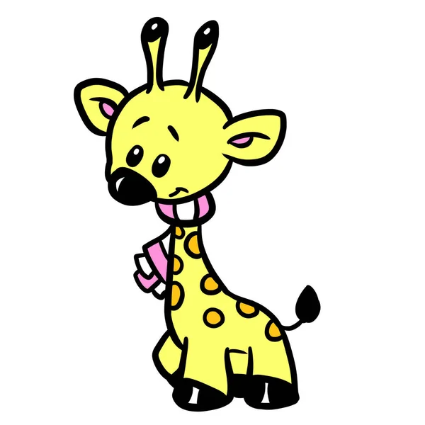 Petite Girafe Jaune Minimalisme Illustration Dessin Animé — Photo
