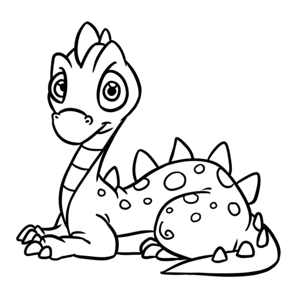 Petit Dinosaure Mignon Mensonges Personnage Illustration Dessin Animé Coloriage — Photo