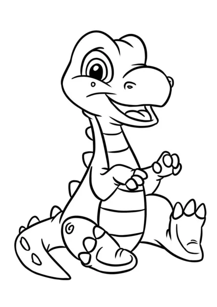 Little Dinosaur Cub Sitting Illustration Cartoon Coloring — Stock Photo, Image