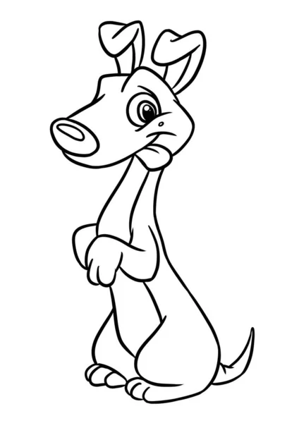 Cão Engraçado Pose Personagem Animal Ilustração Desenho Animado Coloração — Fotografia de Stock