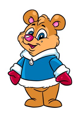 Kış ayısı karakteri hayvan çizimi çizgi filmi