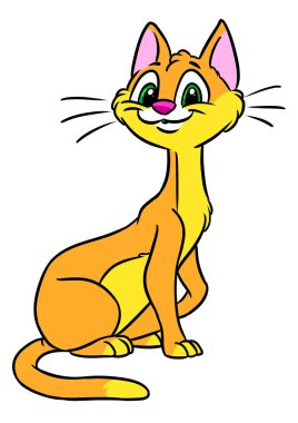 Kedi oturuşu şaşkın çizim karakteri