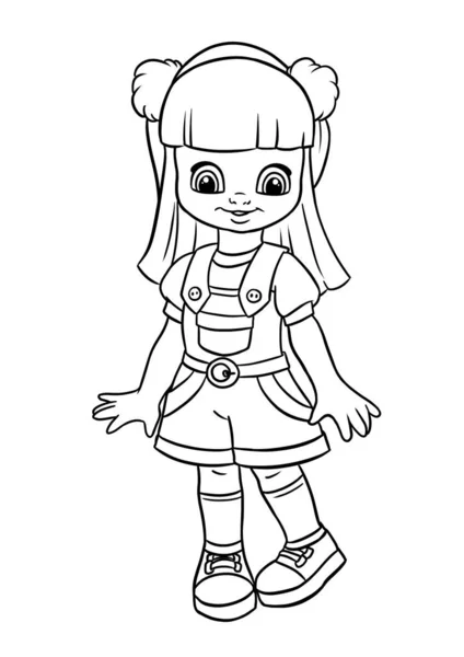 Kleine Mädchen Puppe Jumpsuit Illustration Färbung — Stockfoto