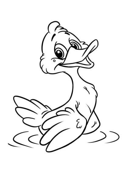 Alegre Pato Natación Ilustración Carácter Colorear —  Fotos de Stock