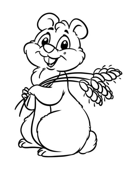 Hamster Lager Getreide Tier Illustration Charakter Färbung — Stockfoto