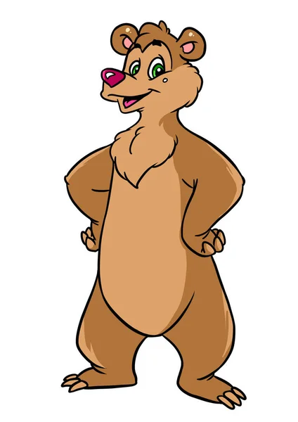 Urso Sorriso Personagem Animal Ilustração Desenho Animado — Fotografia de Stock