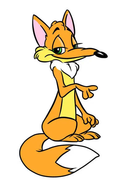 Sly Fox Animal Personagem Ilustração Desenho Animado — Fotografia de Stock