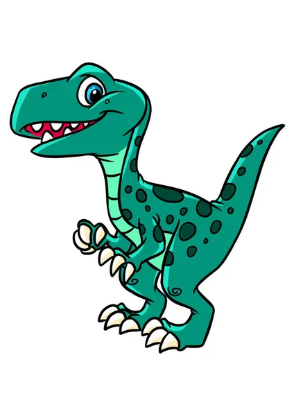 Kleine Fleischfressende Dinosaurier Raptor Beobachten Illustration Cartoon — Stockfoto