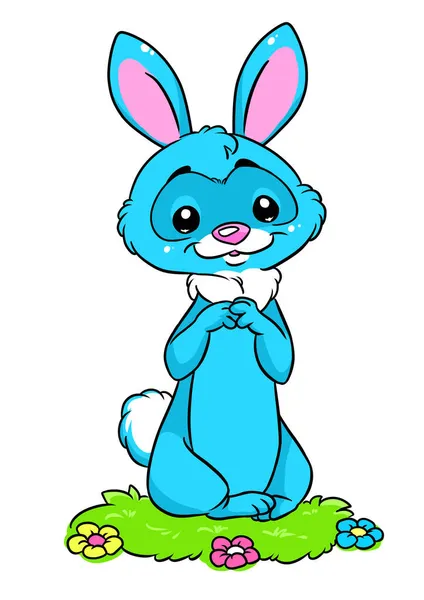 ちょっとびっくりしたウサギのイラストキャラクター — ストック写真