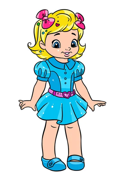 Klein Meisje Pop Jurk Illustratie Karakter — Stockfoto