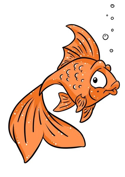 Golden Fish Beautiful Surprised Illustration Character — стоковое фото