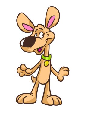 Nazik köpek karakteri gülümse duygu çizimi karikatürü