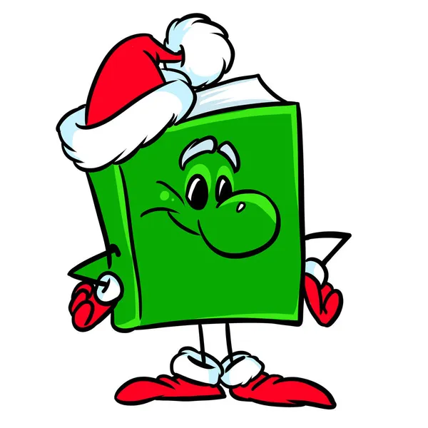 Año Nuevo Libro Verde Santa Tema Ilustración Dibujos Animados — Foto de Stock