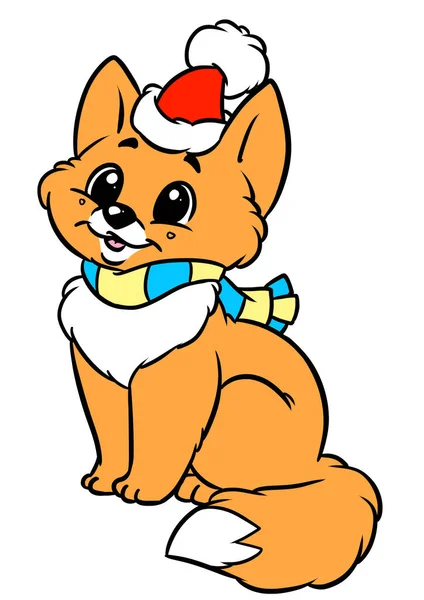 Piccolo Gatto Zenzero Nuovo Anno Personaggio Animale Illustrazione Cartone Animato — Foto Stock