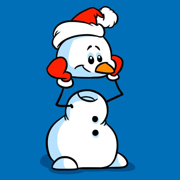 Snowman Took His Head Joke Greeting Card New Year Illustration — Stock Photo, Image