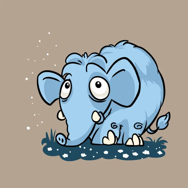 Little Surprised Elephant Character Postcard Illustration Cartoon — Stock Photo, Image