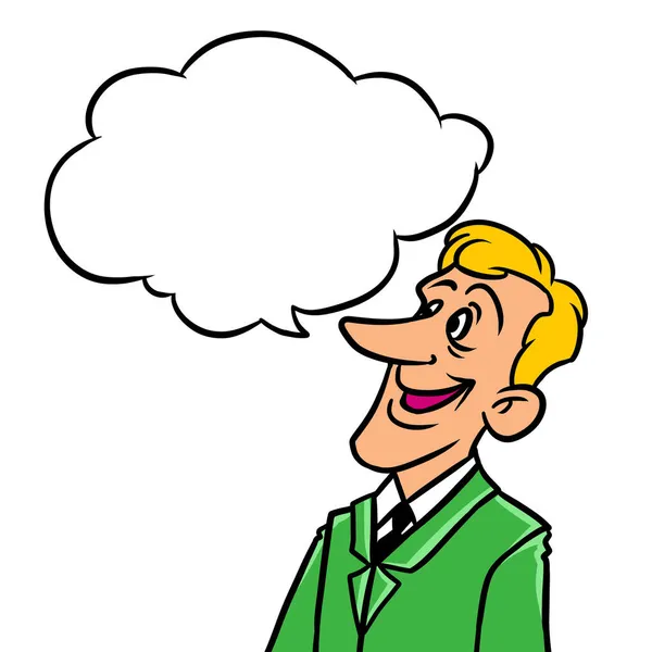Muž Postava Mluví Dialog Bublina Text Ilustrace Karikatura — Stock fotografie