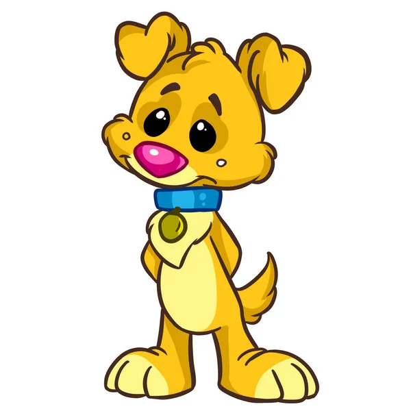 Petit Chien Jaune Chiot Sourire Personnage Illustration Dessin Animé — Photo