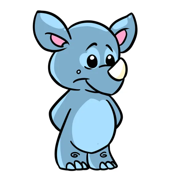 Kleine Baby Nashorn Charakter Tier Illustration Karikatur — Stockfoto