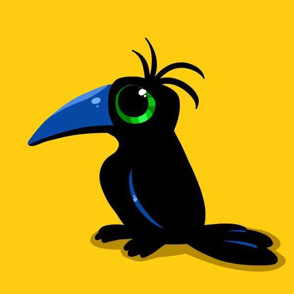 Czarny Kruk Ptak Karta Charakter Ilustracja Kreskówka — Zdjęcie stockowe
