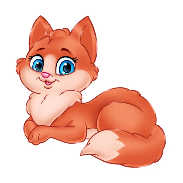 Little Beautiful Ginger Cat Character Animal Illustration Cartoon — Stock Photo, Image