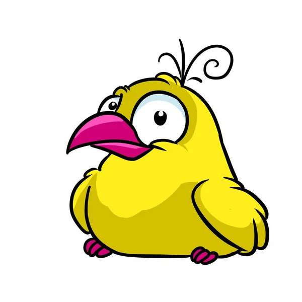 Kleine Gelbe Vogel Überraschung Lächeln Illustration Karikatur — Stockfoto