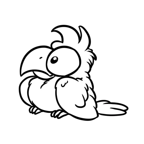 小さなオウム鳥パロディー大きな目イラスト漫画の着色 — ストック写真