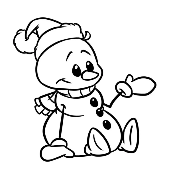 Μικρή Χιονάνθρωπος Χαρακτήρα Νέο Έτος Εικονογράφηση Κινουμένων Σχεδίων Χρωματισμός — Φωτογραφία Αρχείου