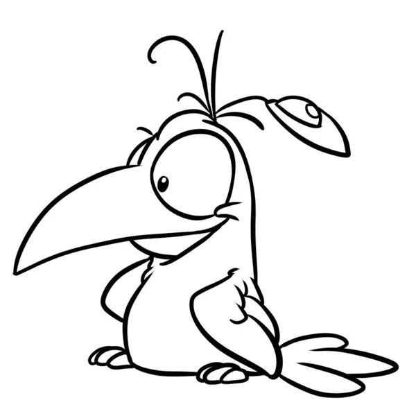 Pequeno Pássaro Corvo Paródia Olhos Grandes Ilustração Desenho Animado Coloração — Fotografia de Stock
