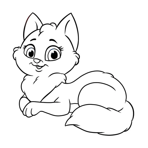 Petit Beau Chat Personnage Animal Illustration Dessin Animé Coloriage — Photo