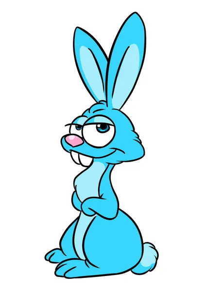 Blue Rabbit Looking Big Eyes Character Animal Illustration Cartoon — Stock Photo, Image