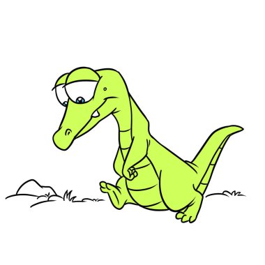 Üzgün, küçük, yeşil timsah üzgün Çizgi film gitti