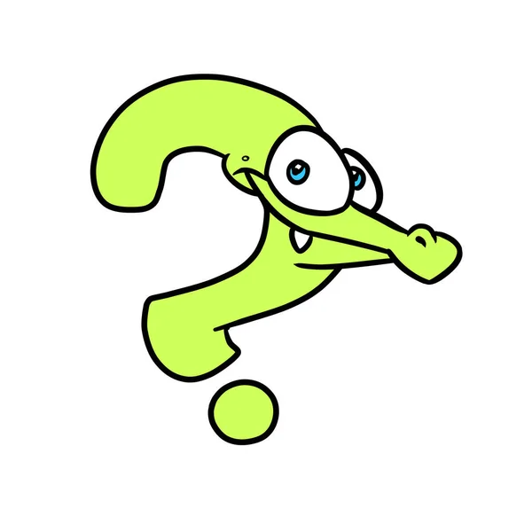 Coccodrillo Verde Domanda Sorpresa Illustrazione Cartone Animato — Foto Stock