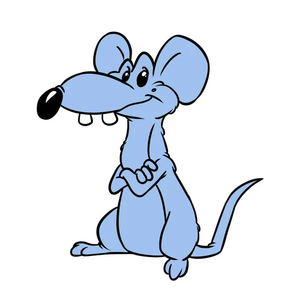Gris Rata Carácter Animal Sonrisa Ilustración Dibujos Animados — Foto de Stock