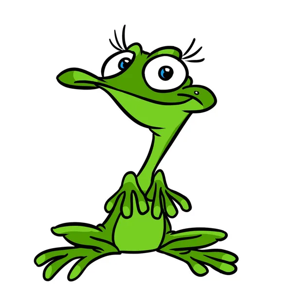 Kleine Grüne Frosch Überraschung Illustration Karikatur — Stockfoto