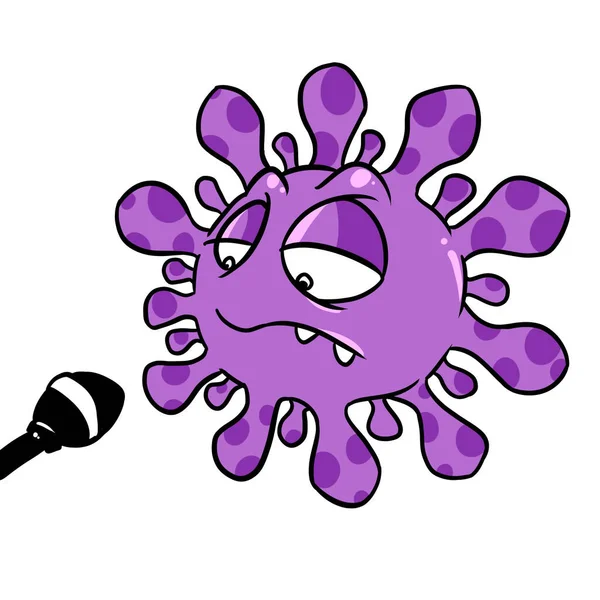 Interview Coronavirus Mikrofon Illustration Tegneserie - Stock-foto