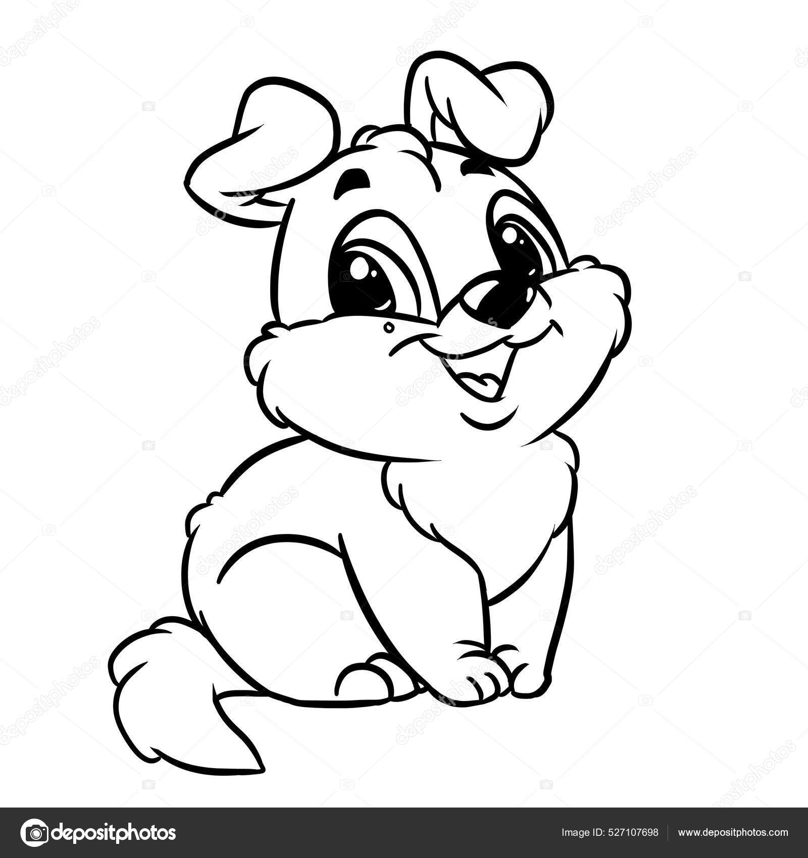 Pequeño Cachorro Sonrisa Alegría Carácter Ilustración Dibujos Animados Para  Colorear Ilustración de stock #527107698 de ©Efengai, image size:1600x1700