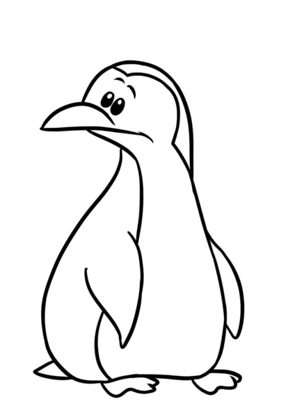 ペンギンキャラクターの鳥のイラスト漫画の着色 — ストック写真