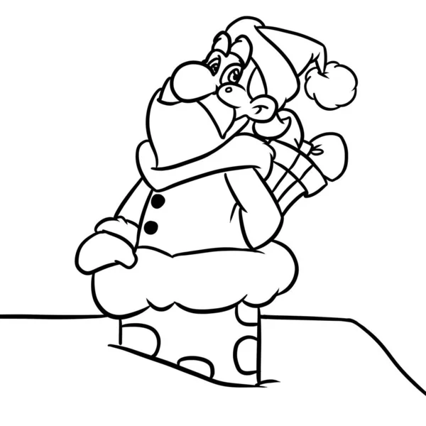Santa Claus Komín Střecha Dům Charakter Nový Rok Ilustrace Kreslené — Stock fotografie