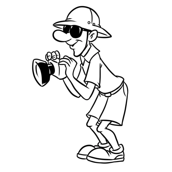 Tourist Africa Camera Character Illustration Cartoon Coloring — Stock Photo, Image