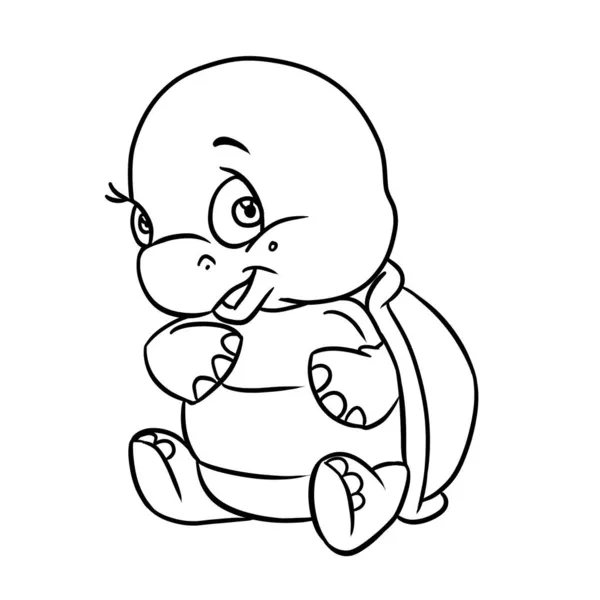 Маленька Черепаха Ілюстрація Персонажа Мультфільм Розмальовка — стокове фото