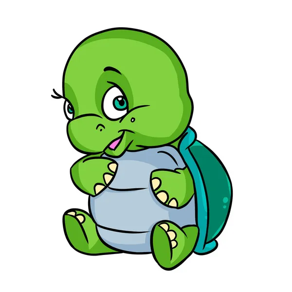 Kleine Schildpad Kind Karakter Illustratie Cartoon — Stockfoto