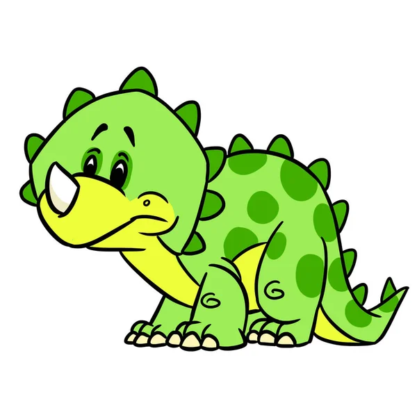 Piccolo Triste Dinosauro Triceratops Personaggio Illustrazione Cartone Animato — Foto Stock