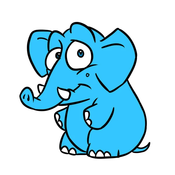 Little Blue Elephant Character Animal Minimalism Illustration Cartoon — Stock Photo, Image