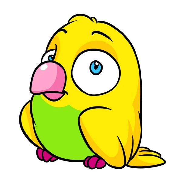 Small Yellow Parrot Bird Character Illustration Cartoon — Stock Photo, Image