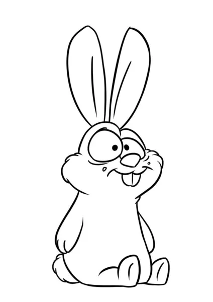 Rabbit Sitting Character Animal Illustration Cartoon Coloring — Stock Photo, Image