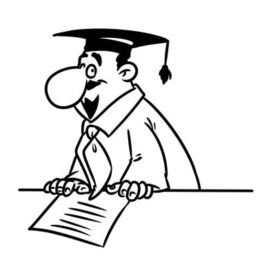 Profesör bilim adamı konferans konferansı çizim karikatür hatları