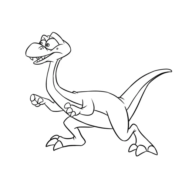 Vrolijke Dinosaurus Loopt Karakter Dier Illustratie Cartoon Contour — Stockfoto