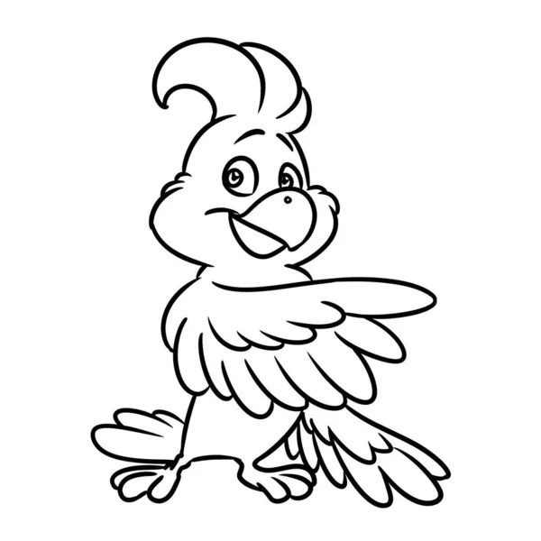 陽気なオウムのキャラクター鳥のイラスト漫画の輪郭 — ストック写真